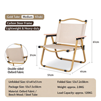 Chaise de camping de haute qualité en aluminium pliable avec accoudoirs en bois et tissu Oxford 600D, chaise de camping en aluminium pour l'extérieur