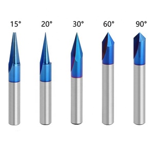 Nhà Sản Xuất 1/4 * 2in Fresa Màu Xanh Nano Lớp Phủ V Loại <span class=keywords><strong>Chamfer</strong></span> Bit Solide Carbide Khắc Gỗ Công Cụ Khắc CNC Router Bits Set - Product Image 2