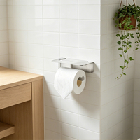 Porte-serviettes mural moderne en métal SUS 304 sans perçage avec support de téléphone, adhésif, pour salle de bain et hôtel