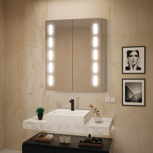 Rectangular Two-Door LED Aluminum Mirror <b>Cabinet</b> <b>Bathroom</b> Vanities Durable Wall-mounted 3000K-6000K <b>Light</b> Medicine <b>Cabinet</b> - Product Image 3