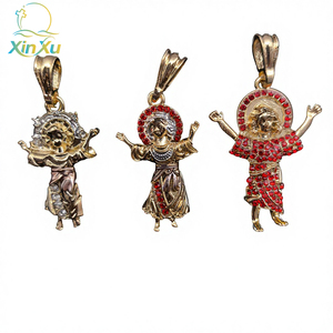 Pendentif en or plaqué Vierge Jésus Saint et pierre en zircon 3D Bijoux <span class=keywords><strong>Divine</strong></span> Miséricorde - Product Image 1