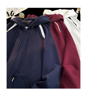 Premium Winter Thick Zipper Hoodies Custom <b>Black</b> Cotton Polyester <b>Fleece</b> <b>Men's</b> Jackets Bulk Wholesale - Product Image 4