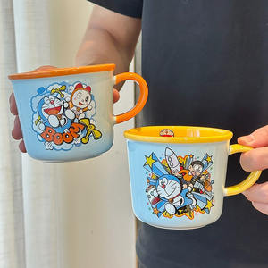 Doraemon <b>Ceramic</b> <b>Mug</b> With Handle Orange Yellow Blue Red Cartoon Design For Kids Back To School Spring 2025 Single Cup - Product Image 1
