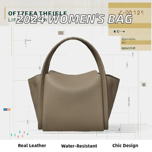 Bolso de Mano de Cuero Genuino de Lujo 2024, Impermeable, para Mujer, con Cierre de Cremallera, Capacidad de 20-35L, Diseño Templado, Correas de Hombro - Product Image 2