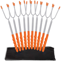Brochettes télescopiques jetables en acier inoxydable pour barbecue, fourchettes extensibles pour S'mores, résistantes à la chaleur, faciles à nettoyer, pour guimauves