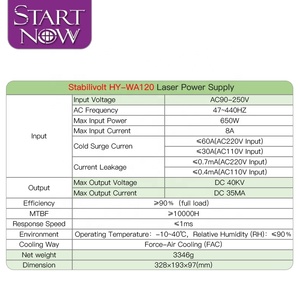 مصدر طاقة ليزر CO2 من Startnow طراز HY-WA120 بقوة 120 واط لأنبوب ليزر 100 واط لآلة النقش والقطع 110 فولت 220 فولت مزود طاقة عالمي - Product Image 5