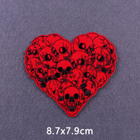 Gros coeur rouge Punk crâne brodé fer sur patchs Hippie Rock haute qualité patchs de broderie pour vêtements Jeans
