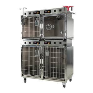 MT tıbbi büyük köpek paslanmaz çelik köpek tekerlekler ile çift kapı açık Pet mağaza ekran kafesleri Pet oksijen kafes - Product Image 5