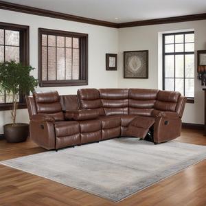 Canapé d'angle inclinable Vente à chaud Moderne Directe d'Usine Cuir Sectionnel Super Confortable Réglable Gonflable Bois 7018