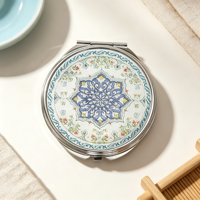 Miroir de poche rond personnalisé en verre Art Déco, double face, vierge pour sublimation, avec feuille d'argent, pour maquillage