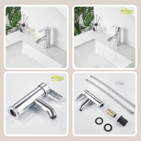 Mitigeur de lavabo Belarus avec bec courbé et levier unique, robinet de salle de bain moderne autrichien rond en acier inoxydable chromé