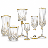 Luxuriöses Handgeblasenes Kristallglas-Set mit Goldrand 5-teilig Asiatischer Zen-Stil Umweltfreundliche Elegante Weingläser