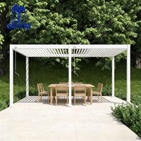 Pergola motorisée de luxe en alliage d'aluminium gris 3*4 avec télécommande, toit à lamelles, imperméable, finition thermolaquée pour jardin
