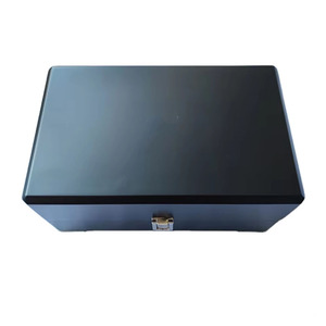 Ourui Black Leatherette <b>Watch</b> Storage Box Rectangle Shape With Buckle Closure Protective Inner Faux Leather <b>Watch</b> <b>Case</b> - Product Image 2