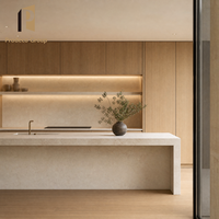 Meubles de cuisine modernes en mélamine, finition grain de bois, pour projets de construction de maisons complètes