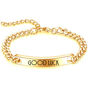 Pulsera de Cadena de Acero Inoxidable con Grabado Láser de 7 mm, Amuleto de Buena Suerte para Mujer, Regalo de Joyería - Product Image 3