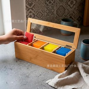 Caja de Almacenamiento de Bolsitas de Té de Madera, Rectangular, con Tapa Abatible, Organizador de Café y Té, Organizador de Escritorio - Product Image 2