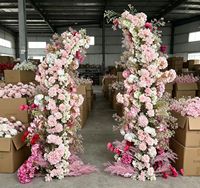 Ensemble d'arche de fleurs artificielles en corne blanche rose 5D de luxe pour la décoration de scène de mariage
