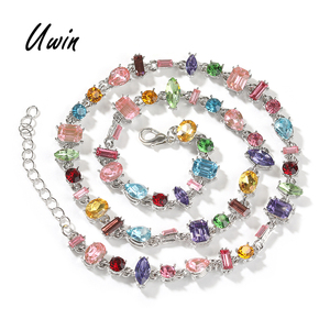 UWIN Colorful Confetti <strong>Necklace</strong> Shiny <strong>Candy</strong> Crystal Glass Rainbow Color Soft <strong>Necklace</strong> for Women - Product Image 1