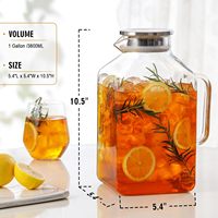 Pichet en verre borosilicate transparent épais de 1 gallon (128 oz) pour thé glacé et limonade – Vente en gros, le plus vendu