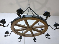 Lustre à bougies torche floral vintage rustique, en bois massif et fer forgé, luminaire suspendu réglable pour la décoration intérieure