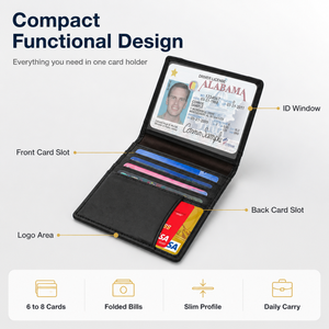 Portafoglio Pieghevole in Pelle Nera con Blocco RFID, Multi Scomparti per Carte, Chiusura Magnetica, Logo Personalizzato, Porta Carte di Credito all'Ingrosso - Product Image 2