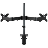 Support double écran avec base de bureau pour moniteurs de 14 à 32 pouces, support de montage sur poteau, capacité de 8 kg par écran, robuste et peu encombrant pour le bureau à domicile