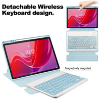Keyboard Backlit nirkabel untuk iPad generasi 11/10 termasuk wadah pensil & alas sentuh dengan wadah kulit Tablet
