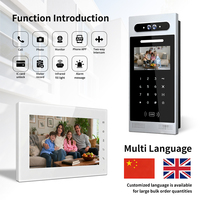 Interphone vidéo bidirectionnel multi-appartements avec reconnaissance faciale, résistant à l'eau, installation facile, écran tactile 7 pouces, Tuya