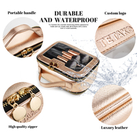 Étui à pinceaux de maquillage transparent imperméable à l'eau avec logo personnalisé, sac cosmétique en PVC durable et tendance