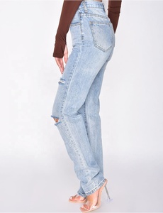 Nuevo estilo azul suelto Vintage moda femenina rasgada <span class=keywords><strong>Jeans</strong></span> para damas Baggy <span class=keywords><strong>Mom</strong></span> <span class=keywords><strong>Jeans</strong></span> pantalones para mujeres - Product Image 5