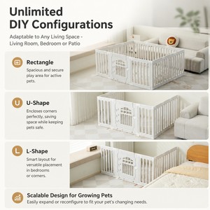 Parc de jeu modulaire haut de gamme pour <span class=keywords><strong>chien</strong></span> d'intérieur, aménagement personnalisable, clôture robuste pour animaux de compagnie, enclos d'exercice en résine écologique pour chiens de petites races 3D - Product Image 2