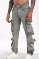 Jeans y2k multi-poches gris cargo jeans droits en denim délavé pour hommes pantalons personnalisés pour hommes