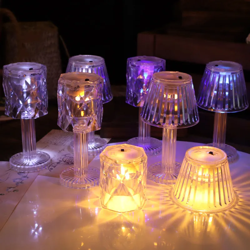 LED Diamond Table Lamp Acrylic Decoration Light Desk Lamps For Bedroom Bar Crystal Lighting Gift LED Night Lights