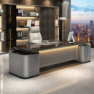 Scrivania Direzionale Moderna a L, Tavolo di Lusso in Legno per CEO con Ampio Mobile Laterale per Progetti Commerciali - Product Image 2