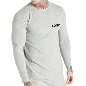 T-shirts à manches longues pour hommes en jersey 100% coton, col rond, écologiques, respirants, vente en gros, impression sérigraphique personnalisée, rouge - Product Image 1