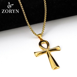 Colgante Cruz Ankh Chapado en Oro, Símbolo de Vida del Antiguo Egipto, Estilo Gótico Punk, Joyería de Moda de Acero Inoxidable para Hombres y Mujeres - Product Image 2