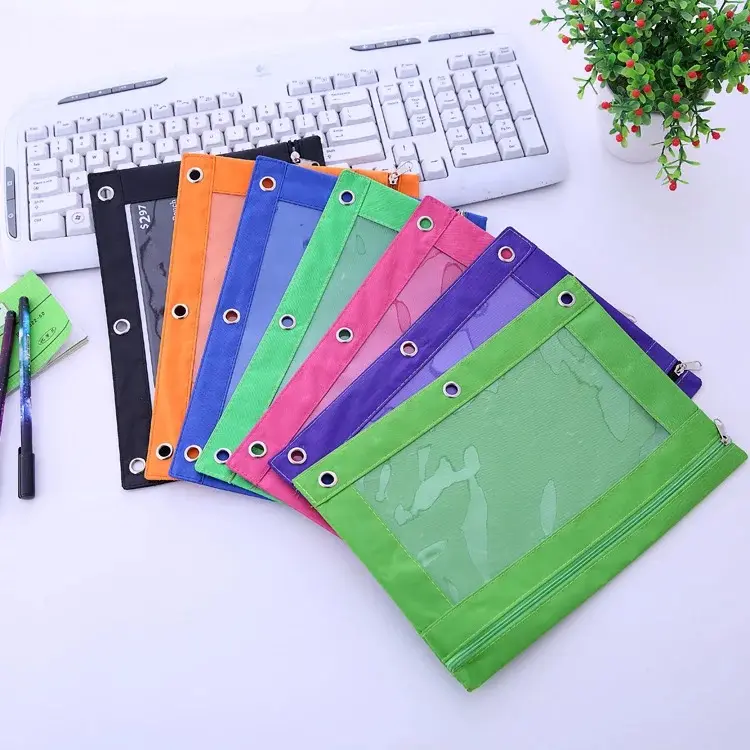 Biểu Tượng Tùy Chỉnh Oxford Bút Chì Lưu Trữ Túi Sinh Viên Bút Chì Túi Chất Kết Dính Bút Chì Pouch Với Ba Lỗ