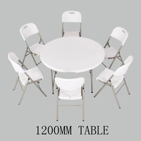 Table Ronde Pliante d'Extérieur Blanche en Plastique, 120 cm (4 pieds), pour Banquets, Mariages, Dîners, Jardin et Événements