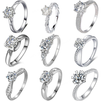 Bague tendance 2022 en argent sterling 925 certifié avec moissanite ronde sertie griffe, cadeau unisexe pour femme, bijou étoile éternelle