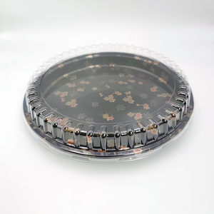 JY-82104 Jieyou <span class=keywords><strong>Plateau</strong></span> à sushi rond imprimé, grand format, en plastique, avec couvercle - Product Image 6