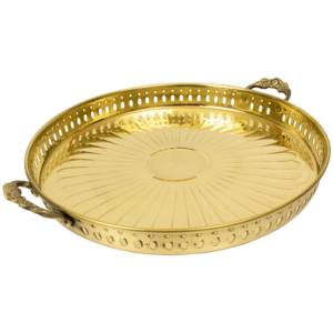 Plato de latón artesanal de primera calidad para decoración elegante del hogar, decoración festiva, rituales de boda, ceremonias de pooja y regalos. - Product Image 3