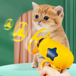 Nuovo giocattolo per gatti giocattolo gioco interattivo per animali domestici gatto cane addestramento lanciatore con 15 pezzi disco volante Mini catapulta giocattoli per gatti accessori per gatti - Product Image 5
