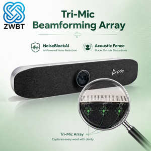 Poly <span class=keywords><strong>Studio</strong></span> P15 Barre vidéo personnelle 4K UHD Webcam de conférence USB avec NoiseBlockAI, haut-parleur à isolation acoustique, Plug and Play pour Teams et Zoom - Product Image 6