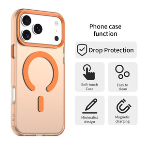 Étui magnétique transparent IMD double couche couleur bonbon, compatible avec 17 PRO MAX, <span class=keywords><strong>coque</strong></span> mate anti-chute pour 15/14 - Product Image 2