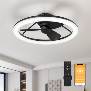 Modern LED Ceiling <b>Fan</b> Light DC Motor Remote App <b>Control</b> 6 Wind Speed Timer 1-2H 3 Color flush Mount for Living Room bedroom - Product Image 1