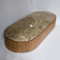OEM ODM Ensemble table basse moderne et luxueuse en bois massif de frêne Emperador Dark extensible en marbre naturel pour le salon