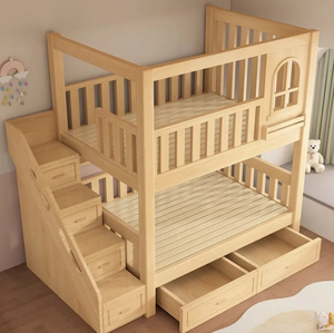 Letto <span class=keywords><strong>a</strong></span> Castello Doppio in Legno Massello <span class=keywords><strong>a</strong></span> Due Piani <span class=keywords><strong>per</strong></span> Bambini, Comodo e Resistente, Ideale <span class=keywords><strong>per</strong></span> Camere da Letto, Scuole, Hotel e Appartamenti - Product Image 3