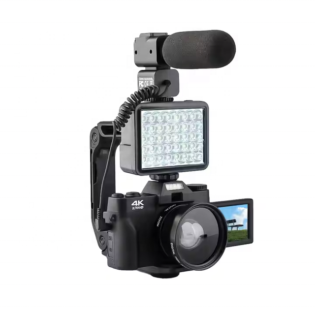 Ausek 4K Vlogging Video Camera Professional Digital Camera With Filling Light Mic Live Streaming Camera
