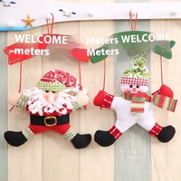 Panneau de bienvenue de Noël, ornements suspendus, pendentifs en peluche Père Noël et Bonhomme de neige, décorations murales et de porte pour la maison et les fêtes